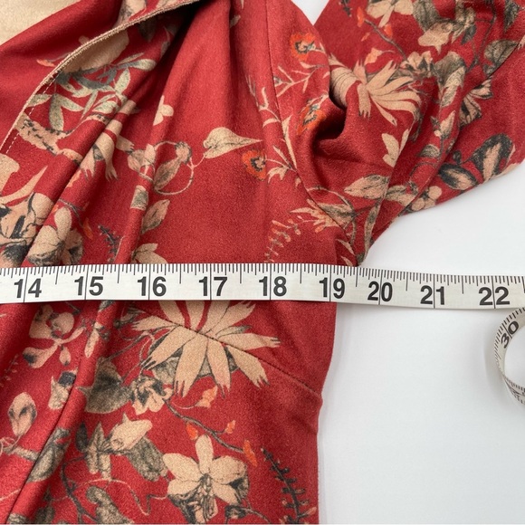 New Soft Surroundings Medium Draped Jacket Cardigan Rustic Botanical Faux Suede - Picture 10 of 15